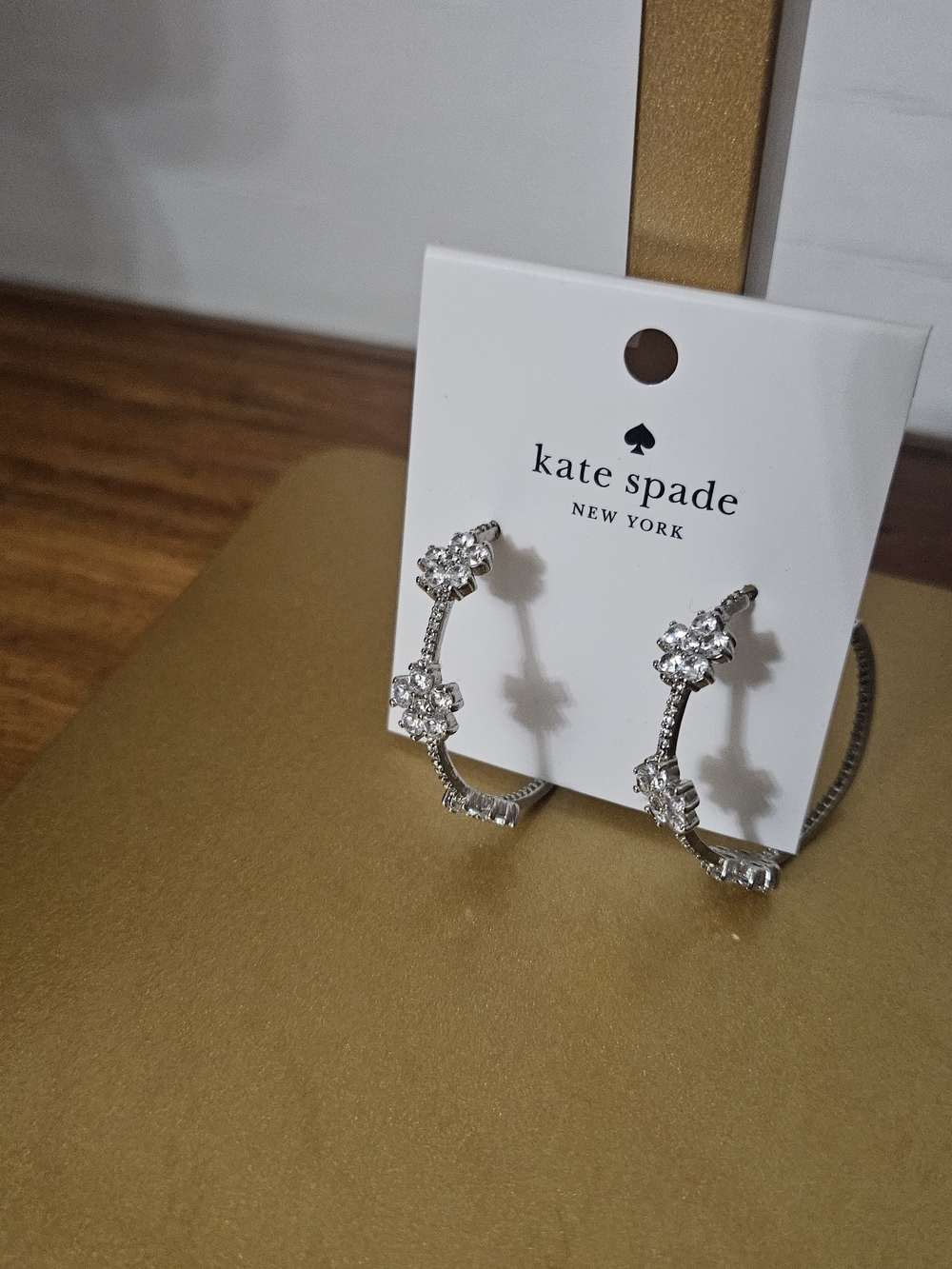 kate spade Silver Crystal Floral Hoop Earrings